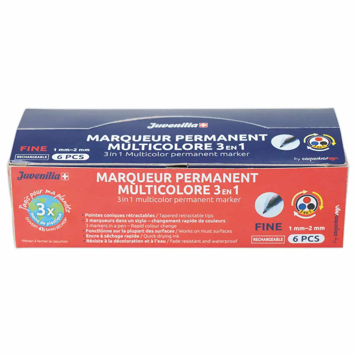 Marqueur permanent multicolore JUVENILIA 3 en 1 photo du produit