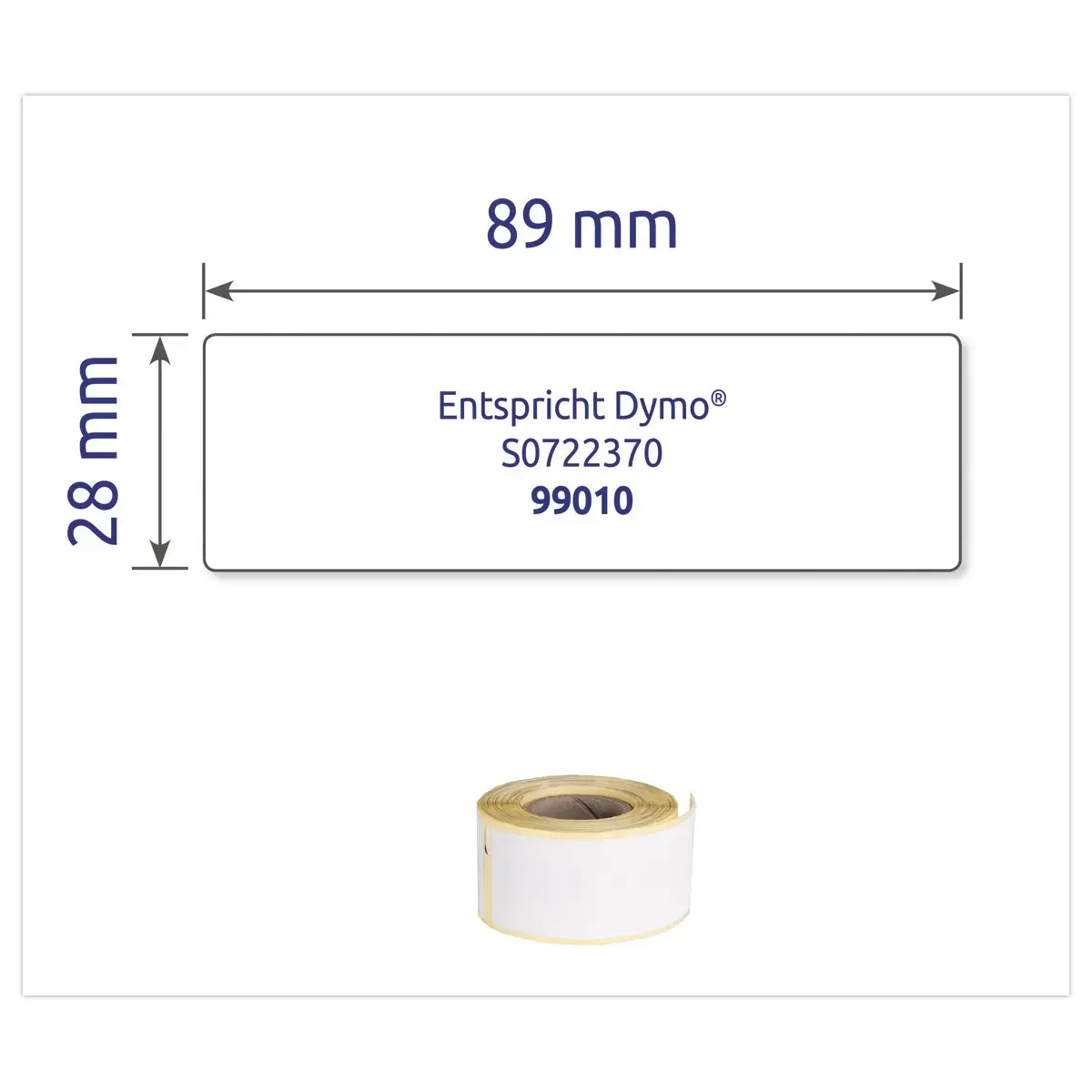 2 Rouleaux de 130 &eacute;tiquettes blanches 28x89mm pour DYMO LW 450 photo du produit
