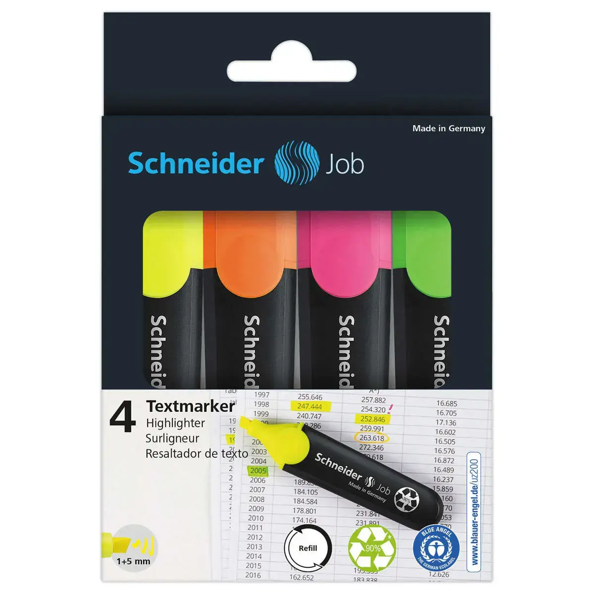 4 Surligneur Job assorti pochette 4 pièces photo du produit