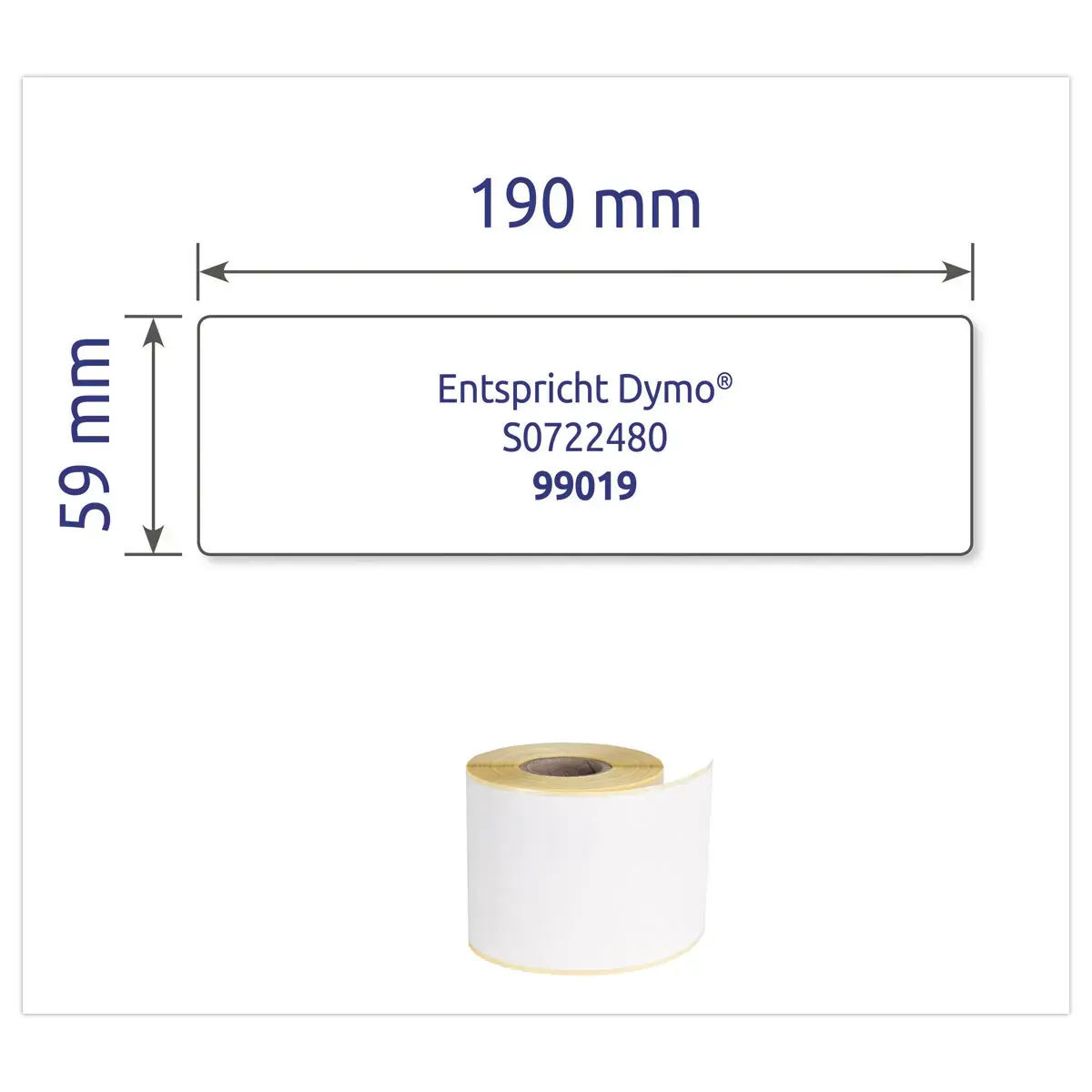 Rouleau de 110 étiquettes blanches 190x59 mm pour DYMO LW450 photo du produit