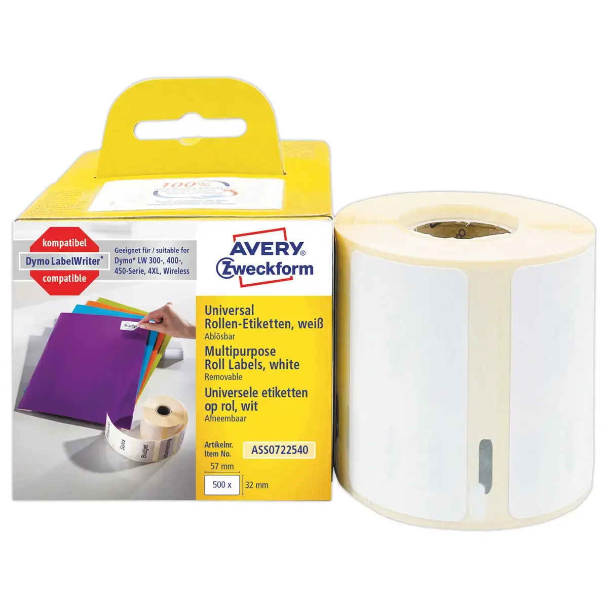 Rouleau de 1000 étiquettes blanches 57x32 mm pour DYMO LW 450 photo du produit