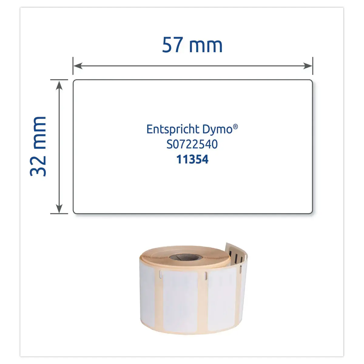 Rouleau de 1000 étiquettes blanches 57x32 mm pour DYMO LW 450 photo du produit