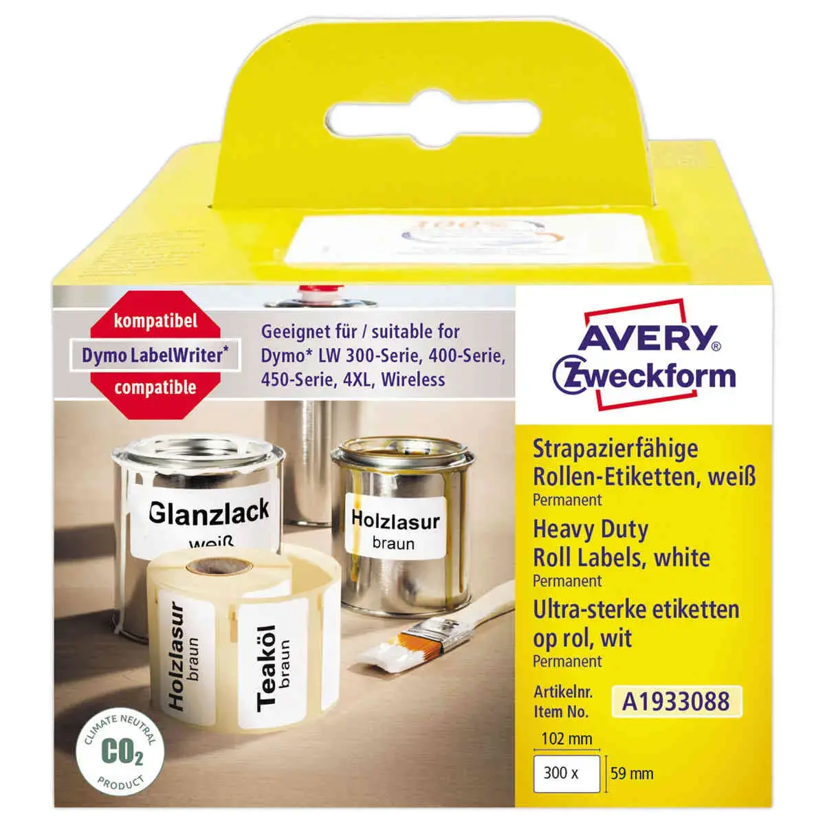 Rouleau de 300 &eacute;tiquettes polypropyl&egrave;ne ultra-r&eacute;sistantes LW 59x102 mm photo du produit