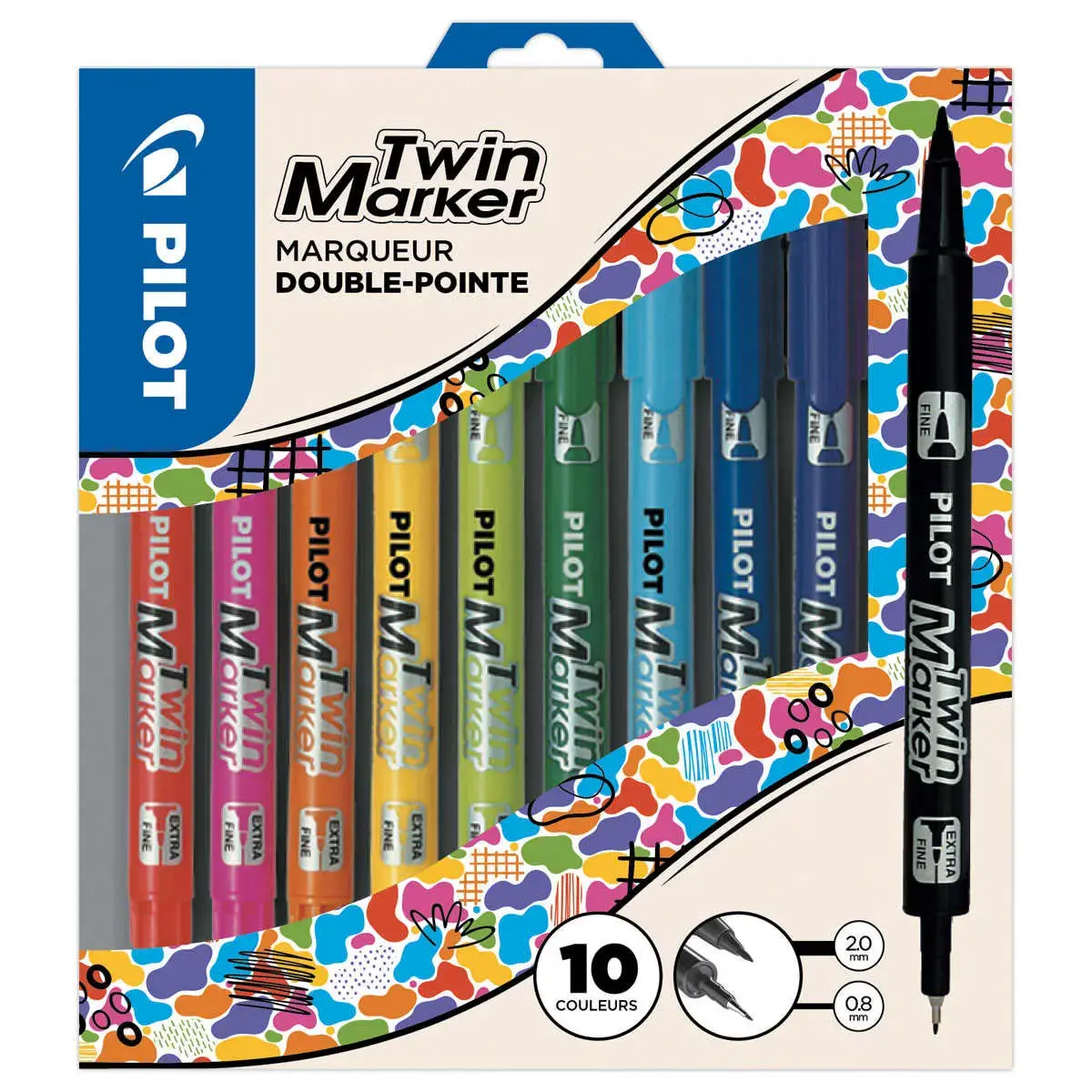 10 Double marqueur permanent PILOT - Pointe fine et extra fine photo du produit