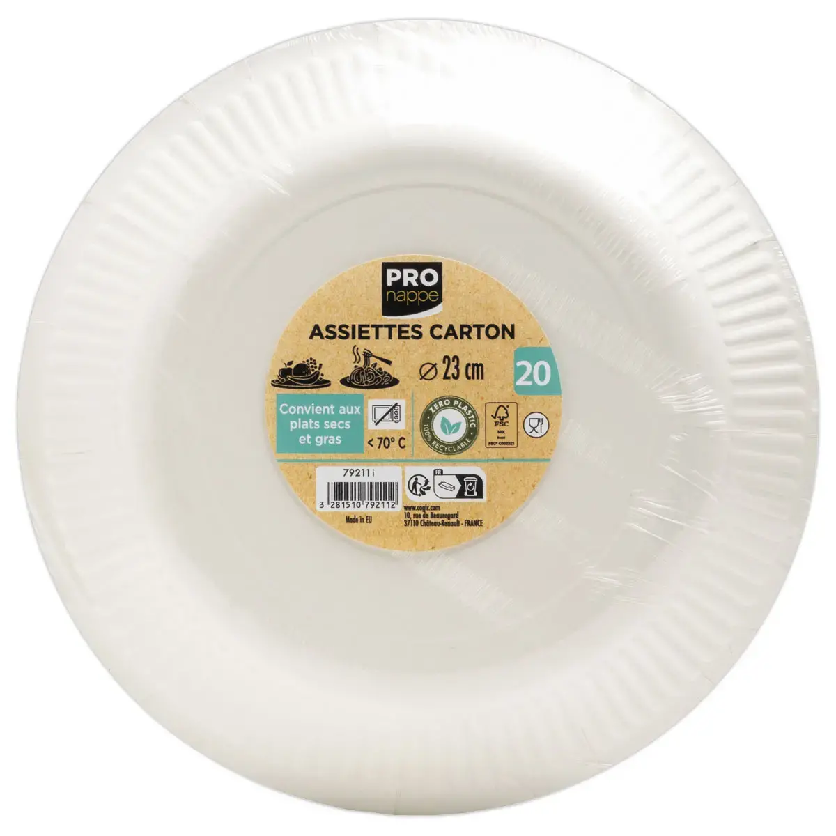 20 Assiettes en carton rondes Ø23 cm Noir- Pro Nappe photo du produit