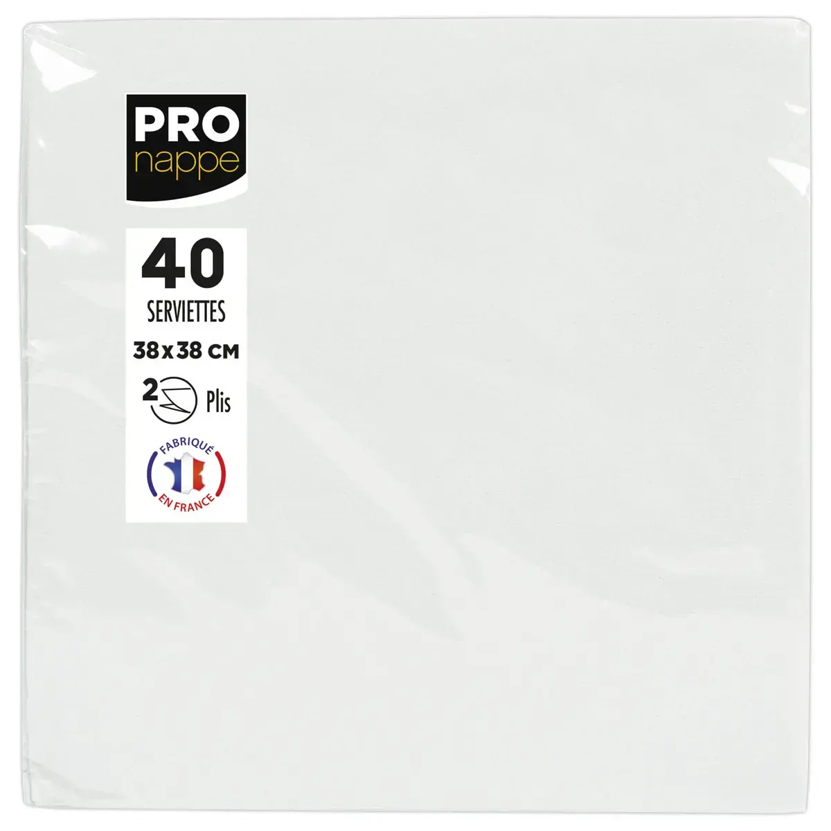 40 Serviettes 2 plis 38x38 cm - Blanc - Pro  Nappe photo du produit