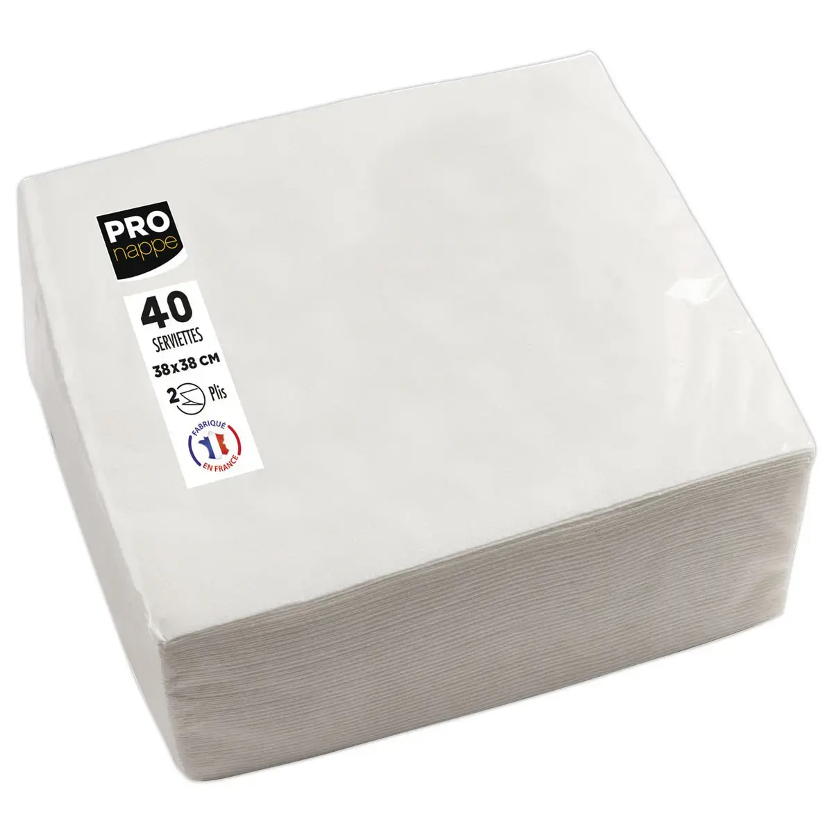 40 Serviettes 2 plis 38x38 cm - Blanc - Pro  Nappe photo du produit