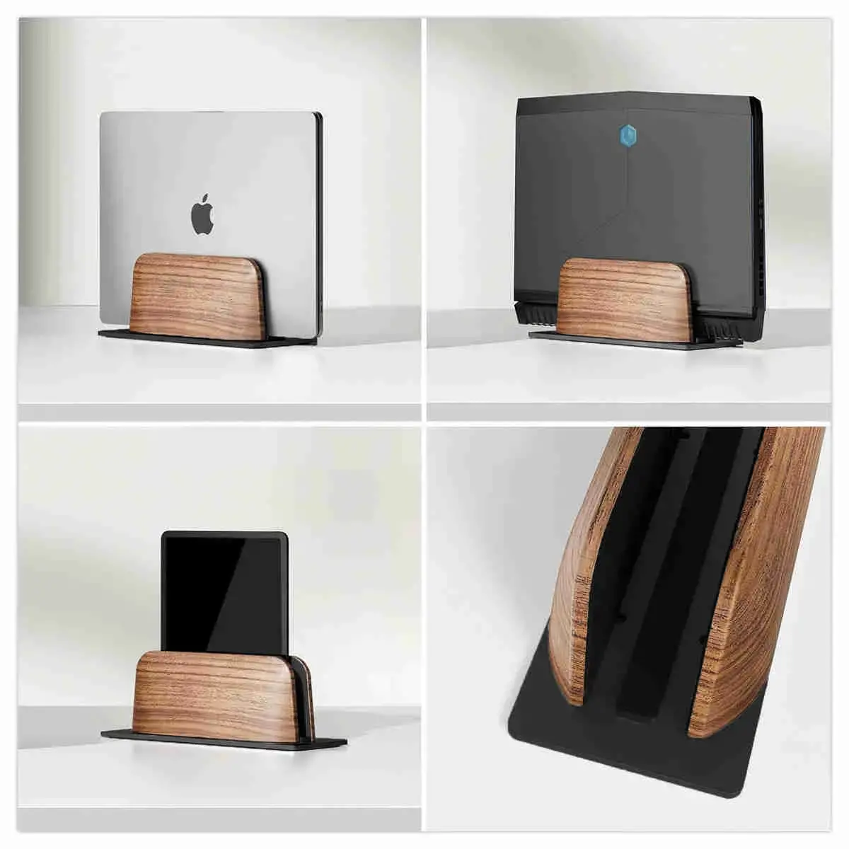 Support ordinateur portable et tablette vertical bois photo du produit