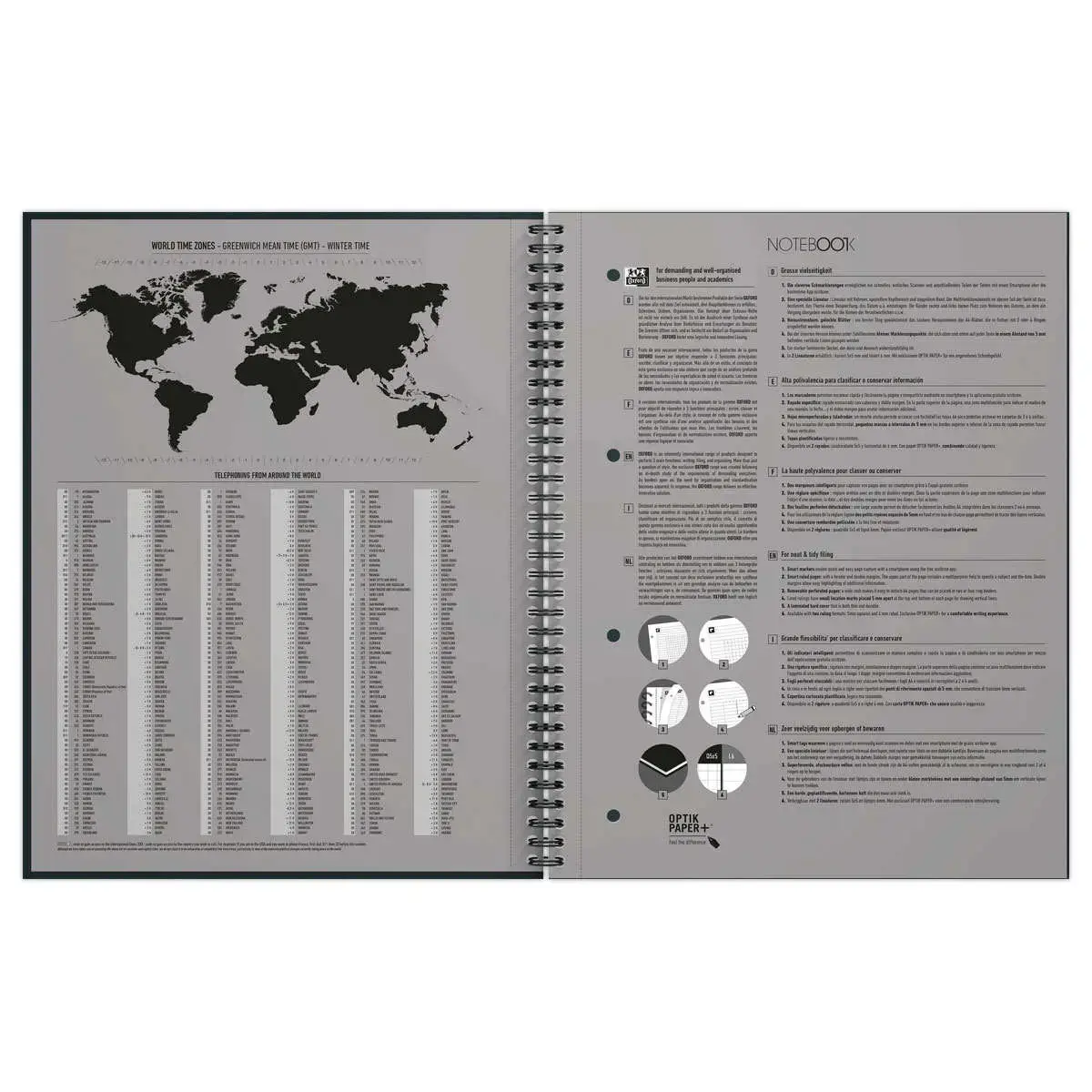 Cahier spirale Notebook A4+, 160p, 5x5, Oxford international Bleu photo du produit