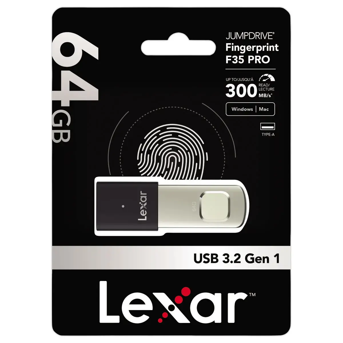 Clé USB 3.2 F35 PRO Lexar sécurisée 64Go photo du produit