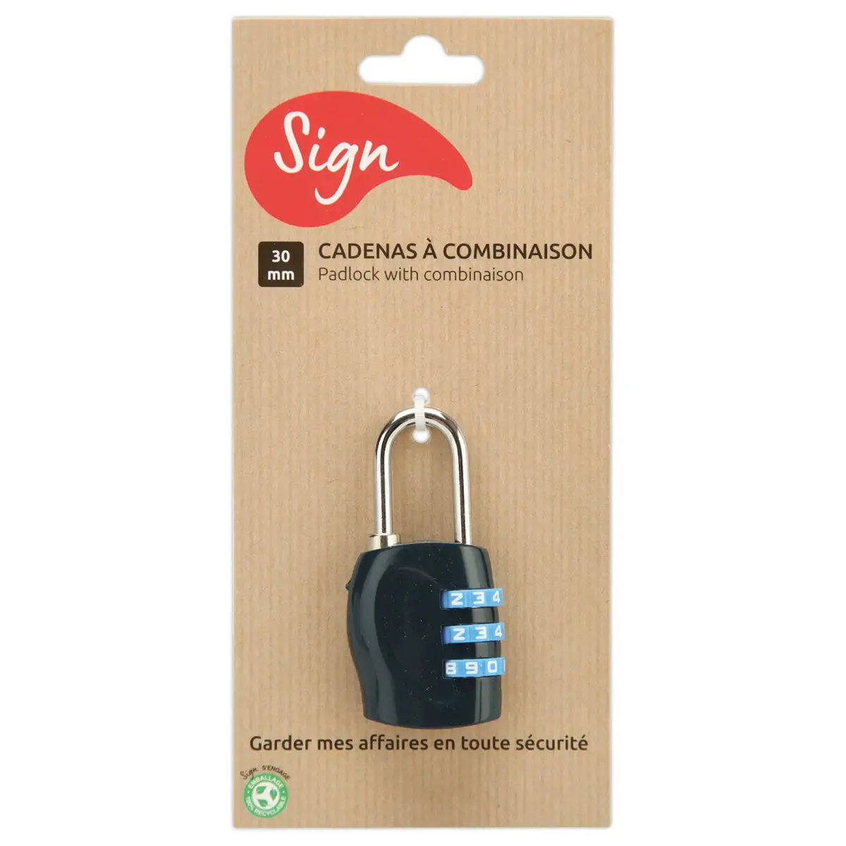 Cadenas à combinaison - Bleu - SIGN photo du produit