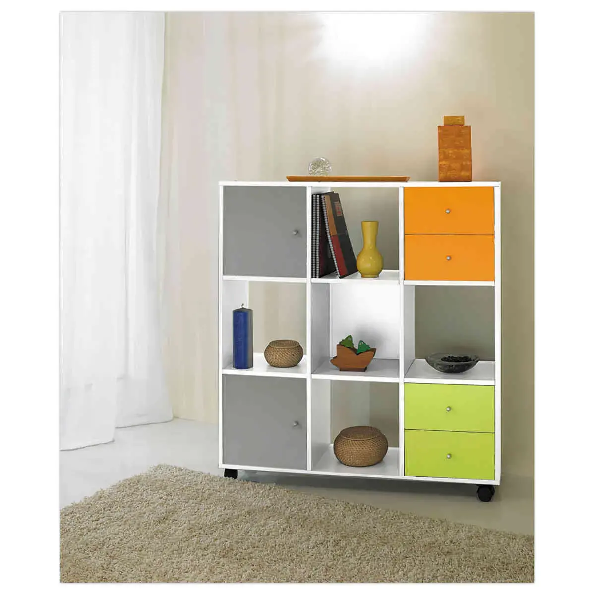 Rangement blanc 9 cases mont&eacute;. photo du produit