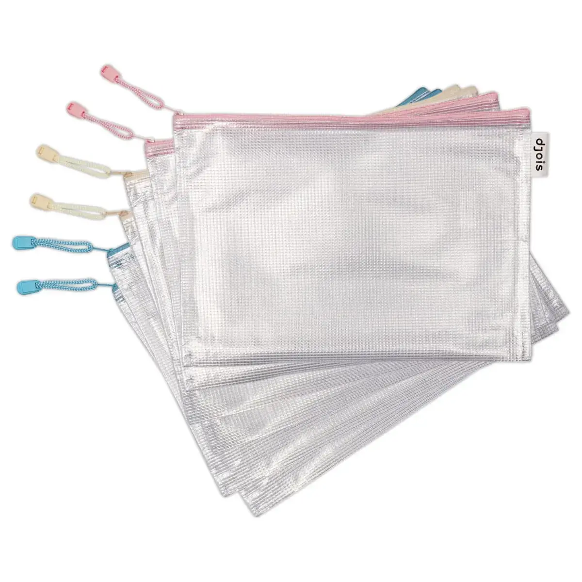 6 Pochettes souples armées A4 zip DJOIS -Coloris assortis photo du produit