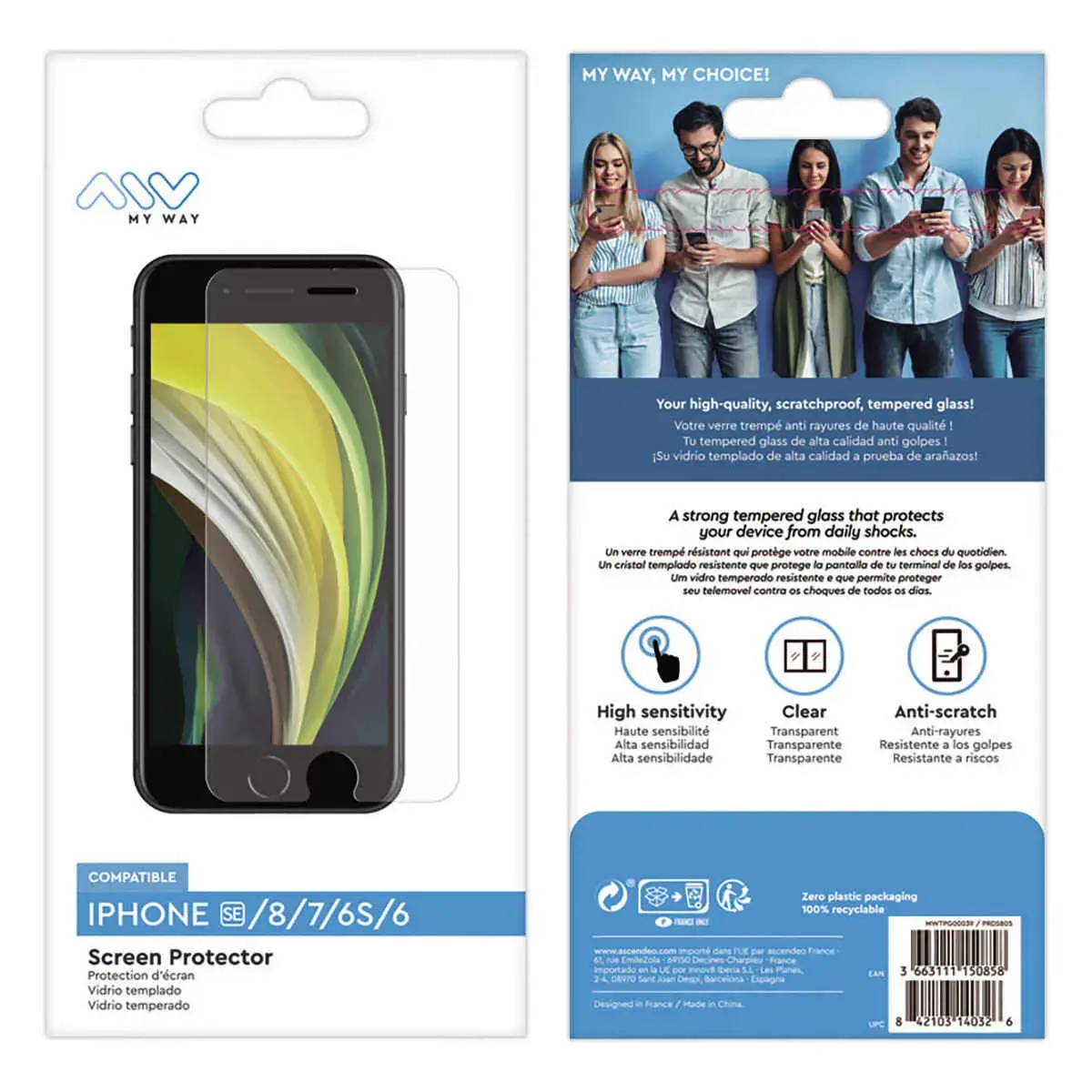 Verre trempé pour Iphone SE/8/7/6S/6 photo du produit