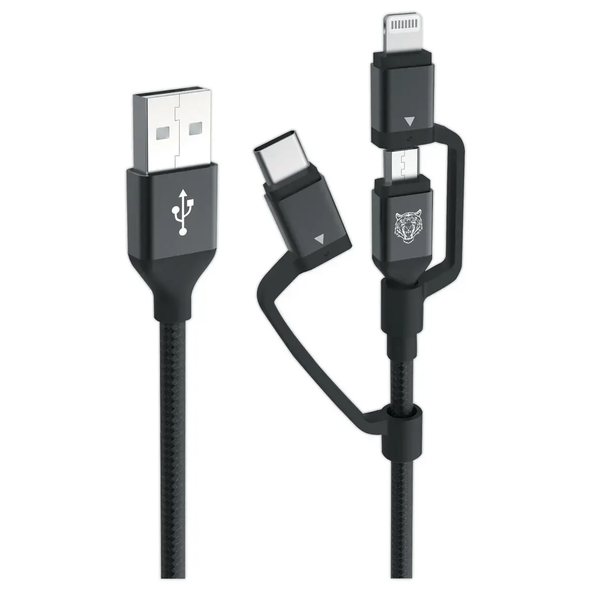C&acirc;ble de charge 3en1 USB-A/USB-C/Lightning/Micro-USB 1,2m photo du produit