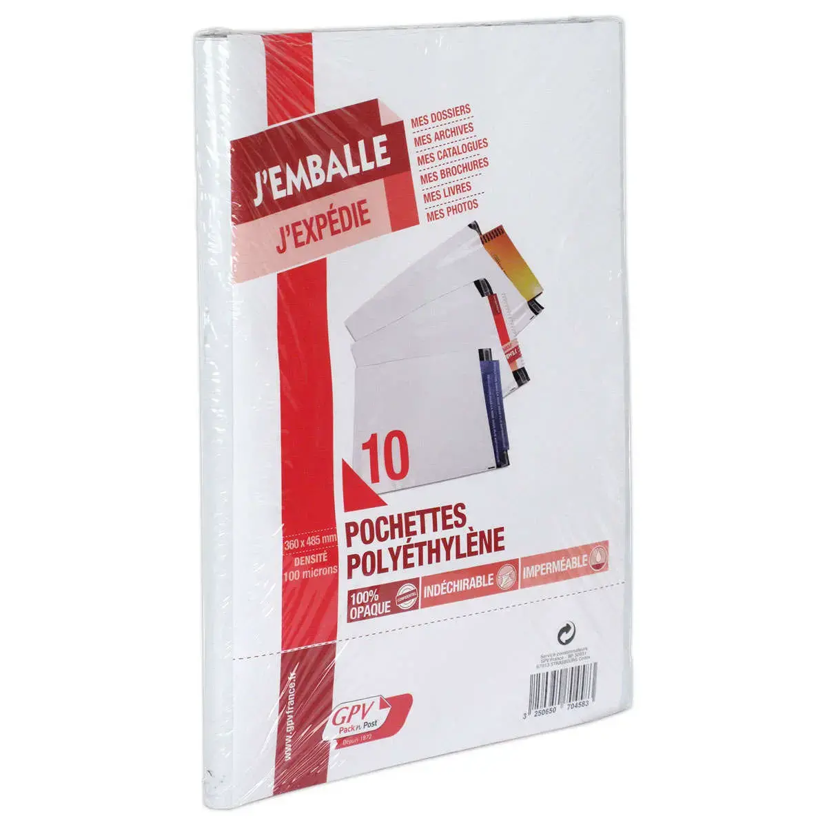 10 Pochettes poly&eacute;thyl&egrave;ne 360x485 mm - GPV Pack'n Post photo du produit