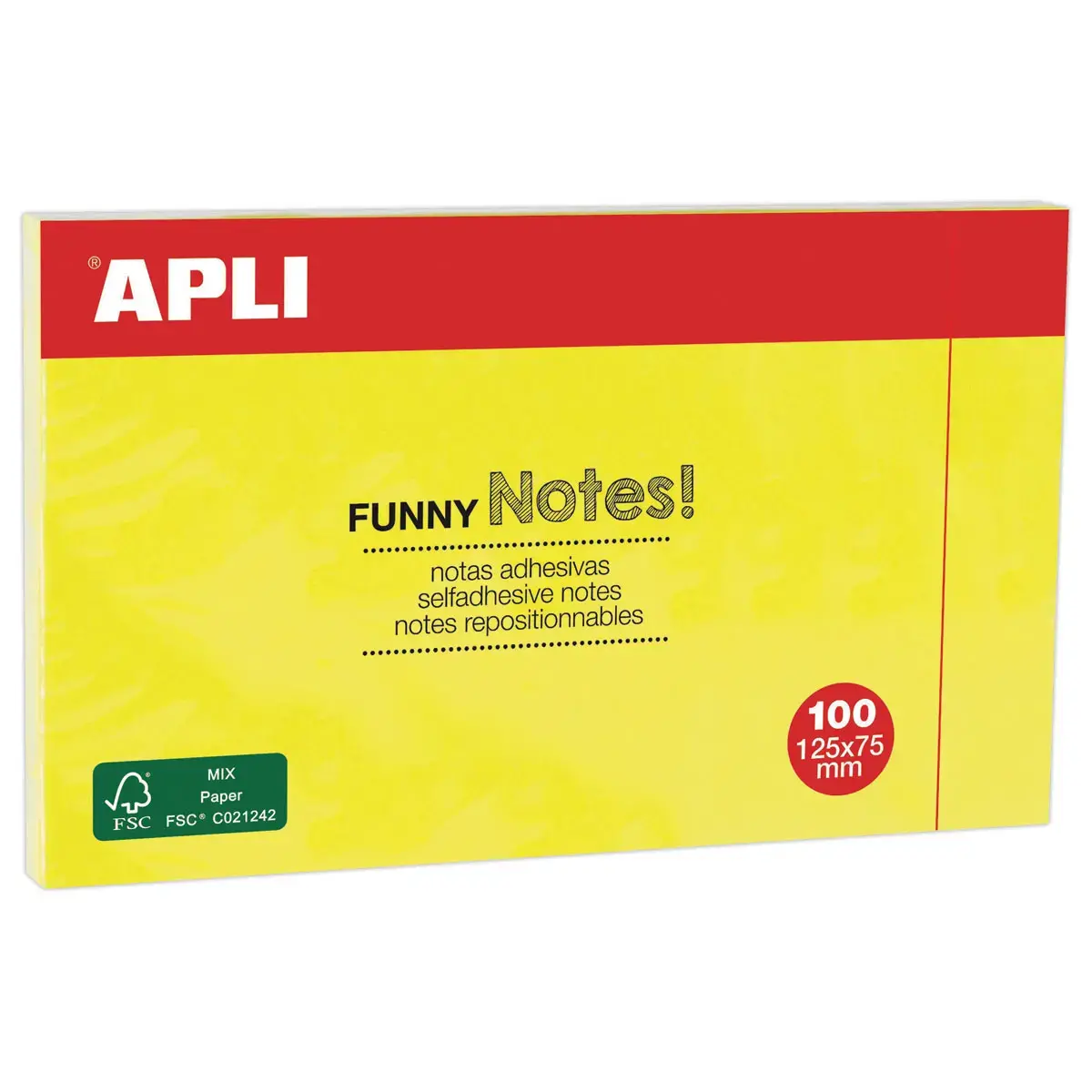 Bloc notes adhésives 125 x 75 mm jaunefluo photo du produit
