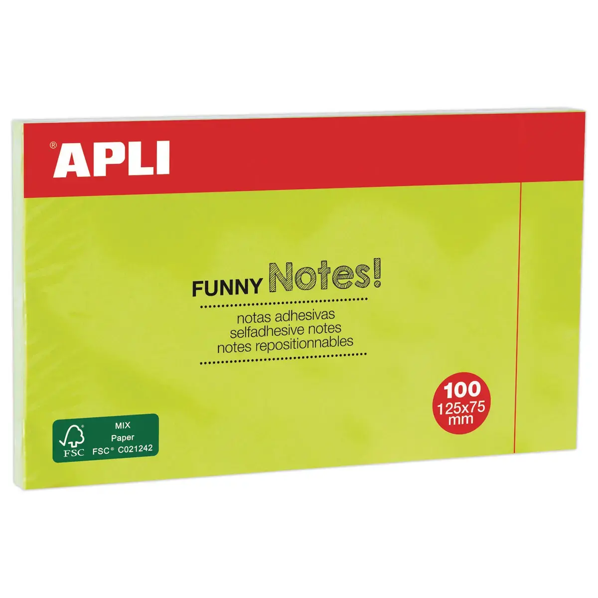 Bloc notes adhésives 125 x 75 mm vert fluo photo du produit
