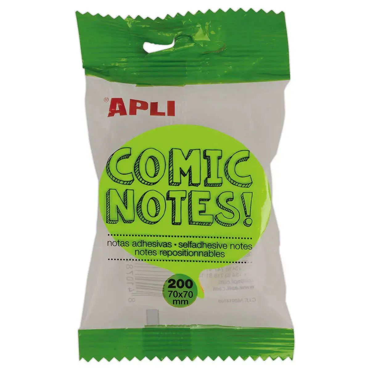 Bloc 200 notes adh&eacute;sives 70 x 70 mm "bulle" 4 couleurs assorties fluo photo du produit