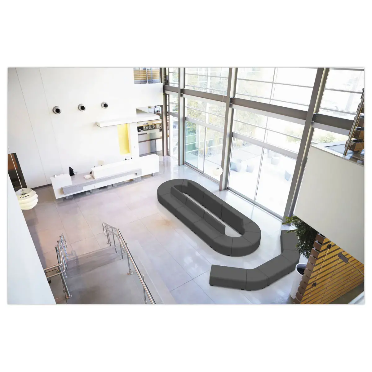 POUF ANGULAIRE HIZIA 1 PLACE GRIS MONTÉ photo du produit