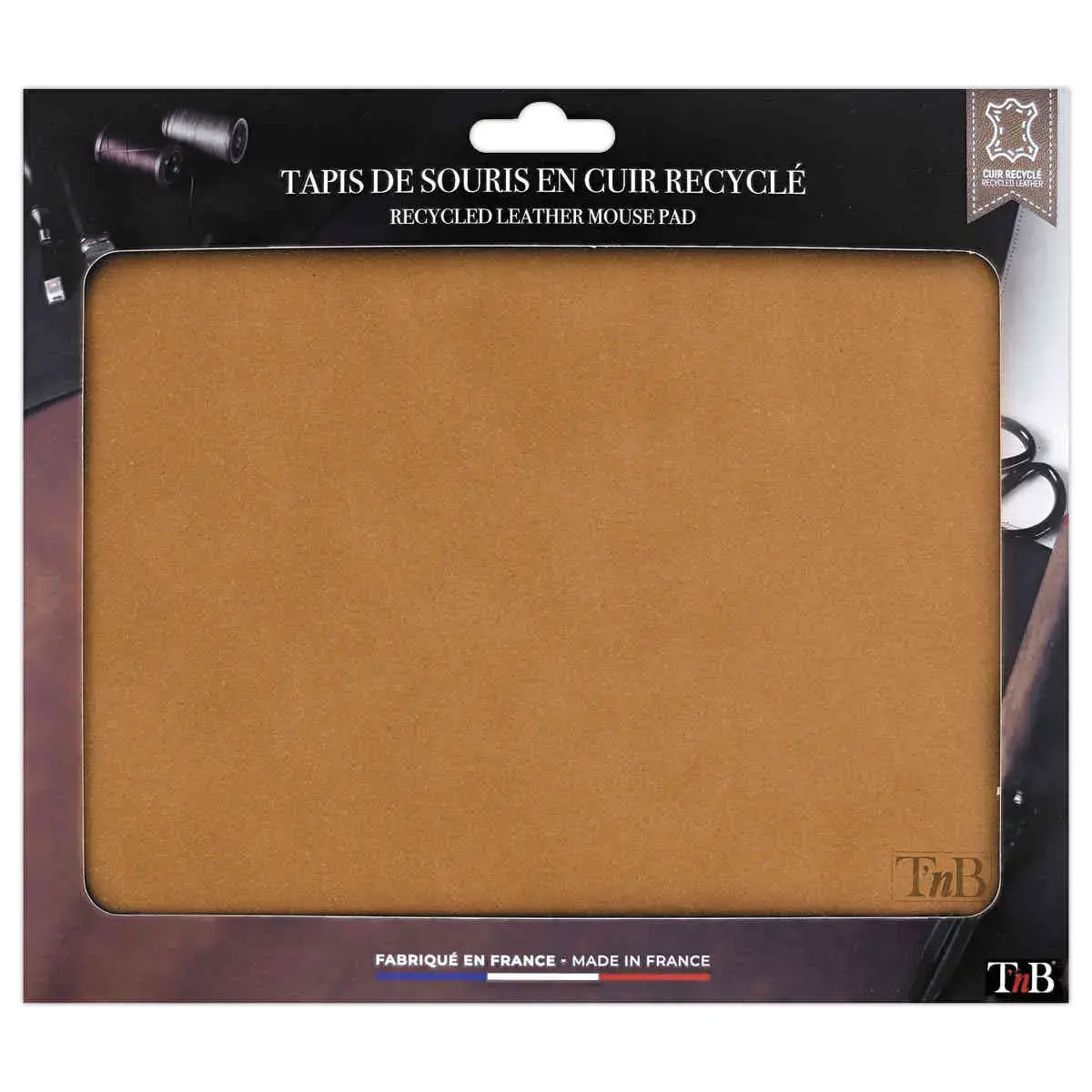 Tapis de souris en cuir recyclé - Marron - T'NB photo du produit