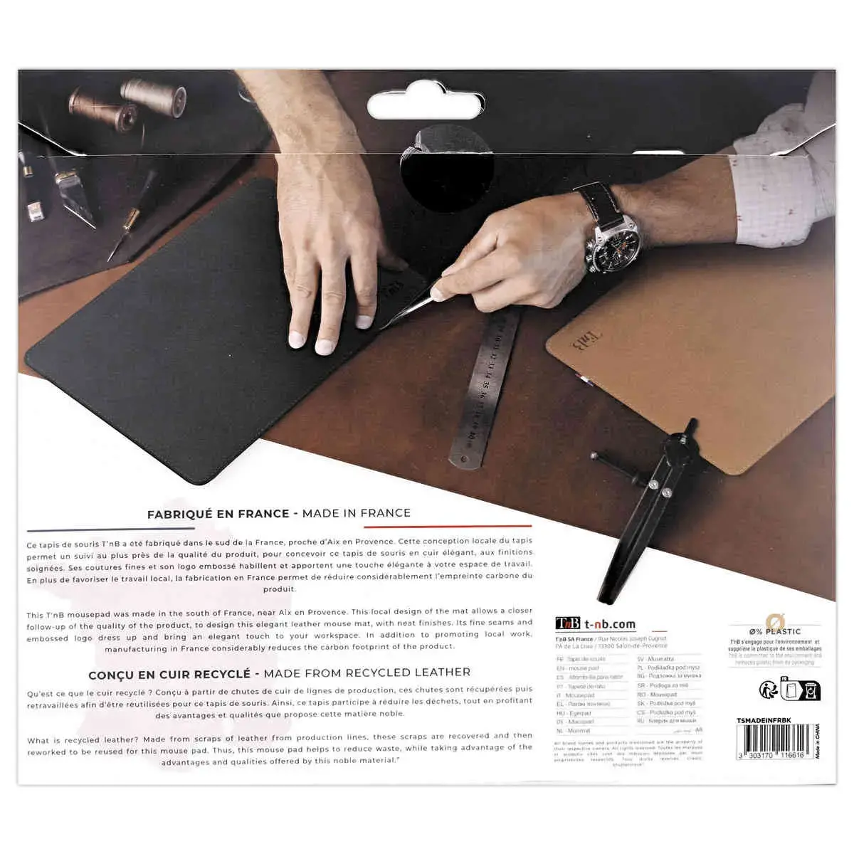 Tapis de souris en cuir recyclé - Marron - T'NB photo du produit