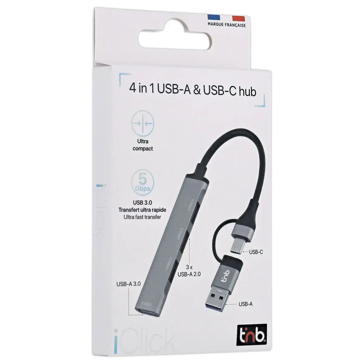 Hub USB-A et USB-C vers 4 ports USB-A – T’nB photo du produit