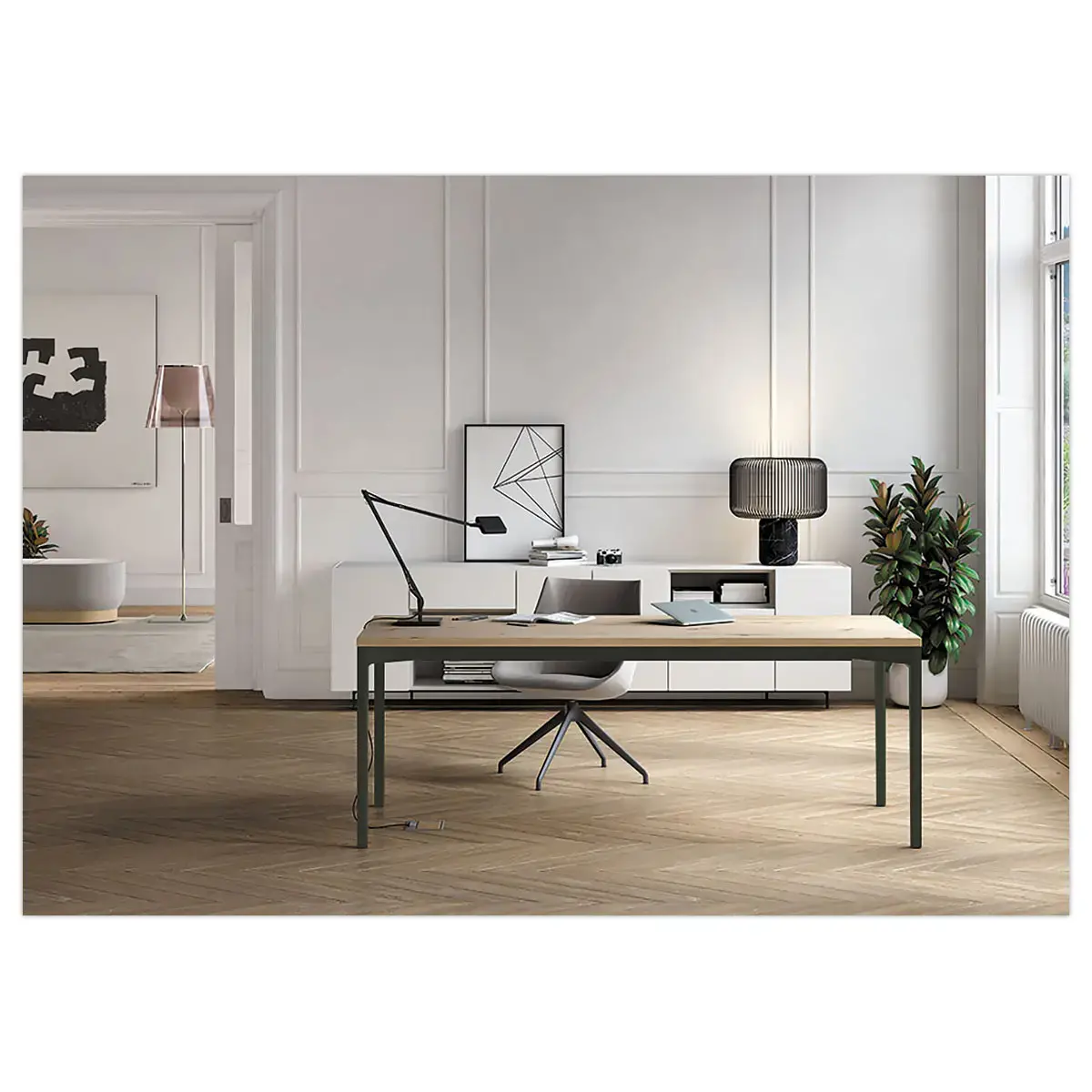 Bureau Bastia L 140 chene veine / vert photo du produit