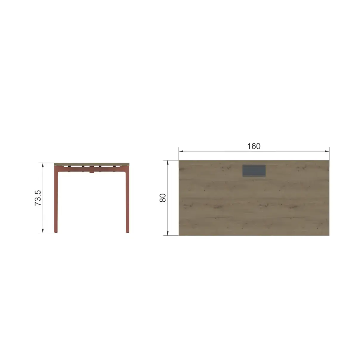 Bureau Bastia L 160 cheine veine / terracotta photo du produit