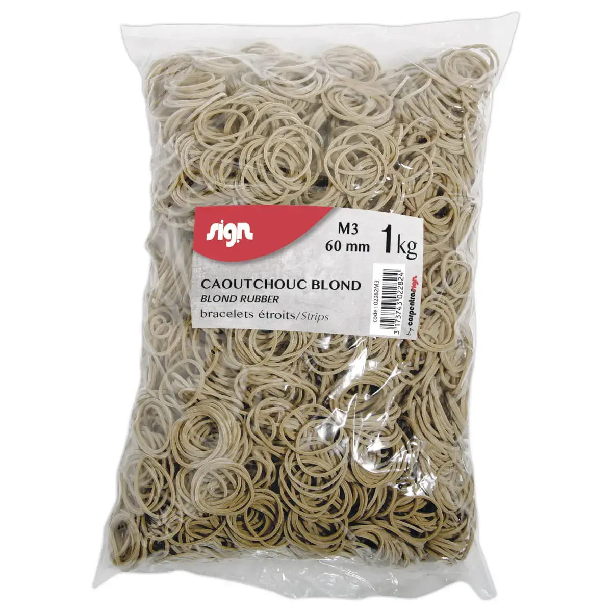 Sachet de bracelets caoutchouc &eacute;troitsSIGN 40 mm 1 kg coloris blond photo du produit