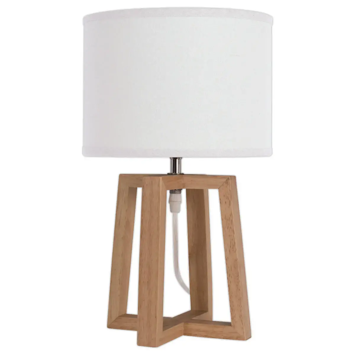 Lampe de bureau Beker bois et tissu blanc photo du produit