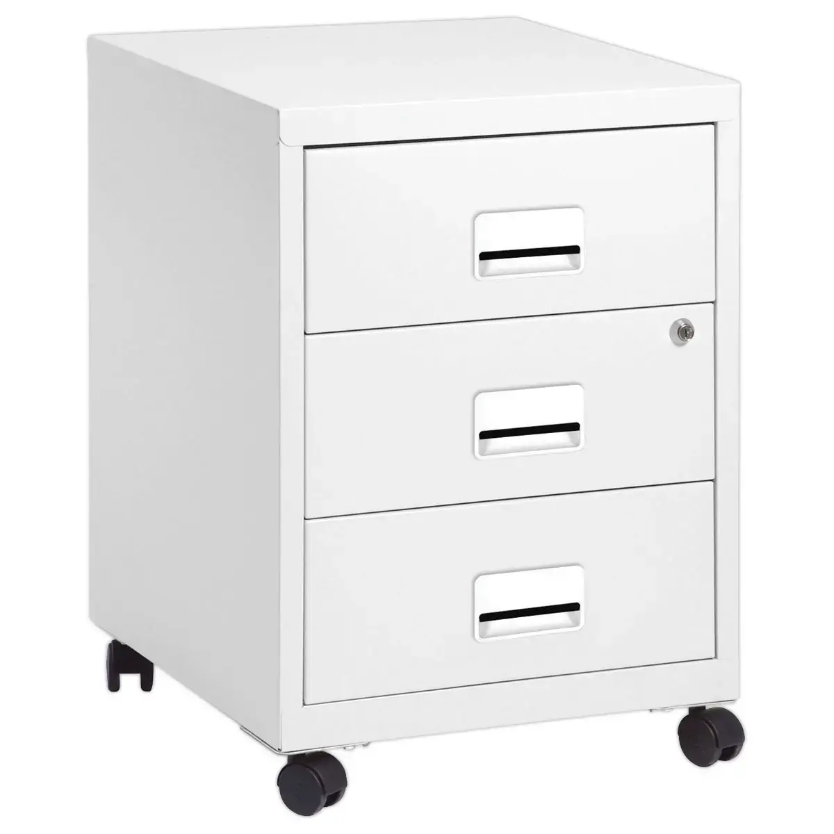 Caisson mobile en métal 3 tiroirs blanc monté photo du produit