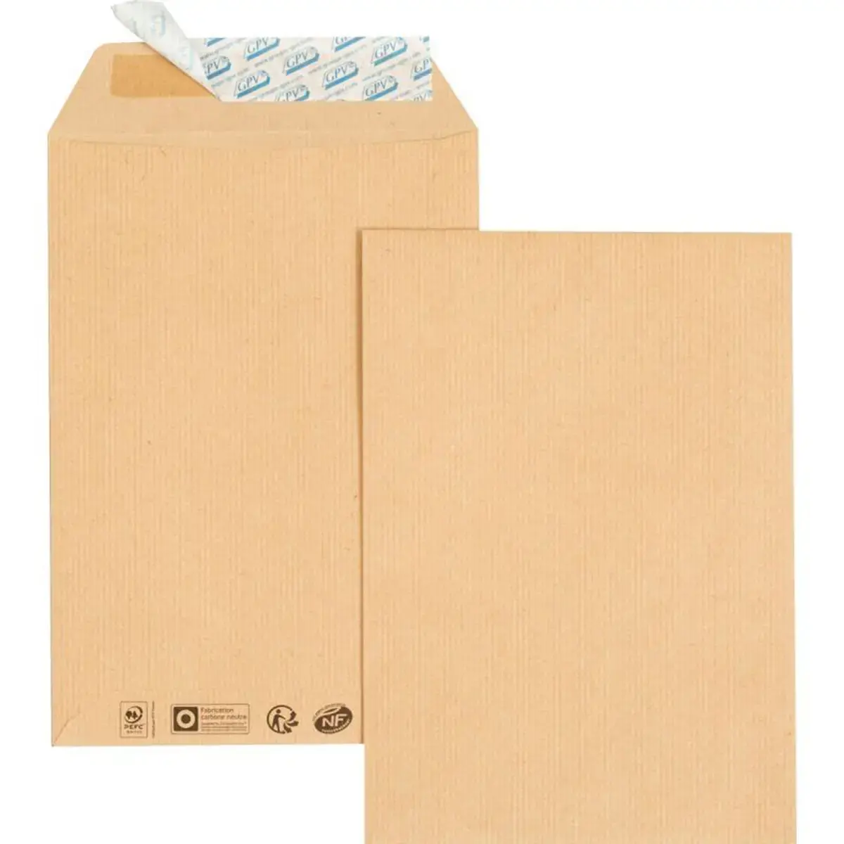 Pochettes kraft 95% recyclées 260x330 mm 90g bande siliconée photo du produit
