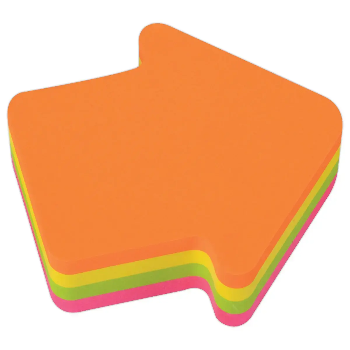 Bloc 200 notes adh&eacute;sives 70 x 70 mm "fl&egrave;che" 4 couleurs assorties fluo photo du produit