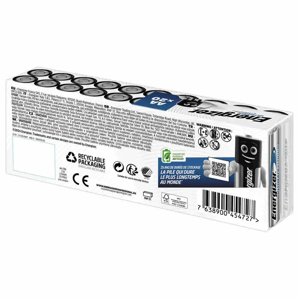 20 Piles lithium ENERGIZER Ultimate L91 (AA) photo du produit