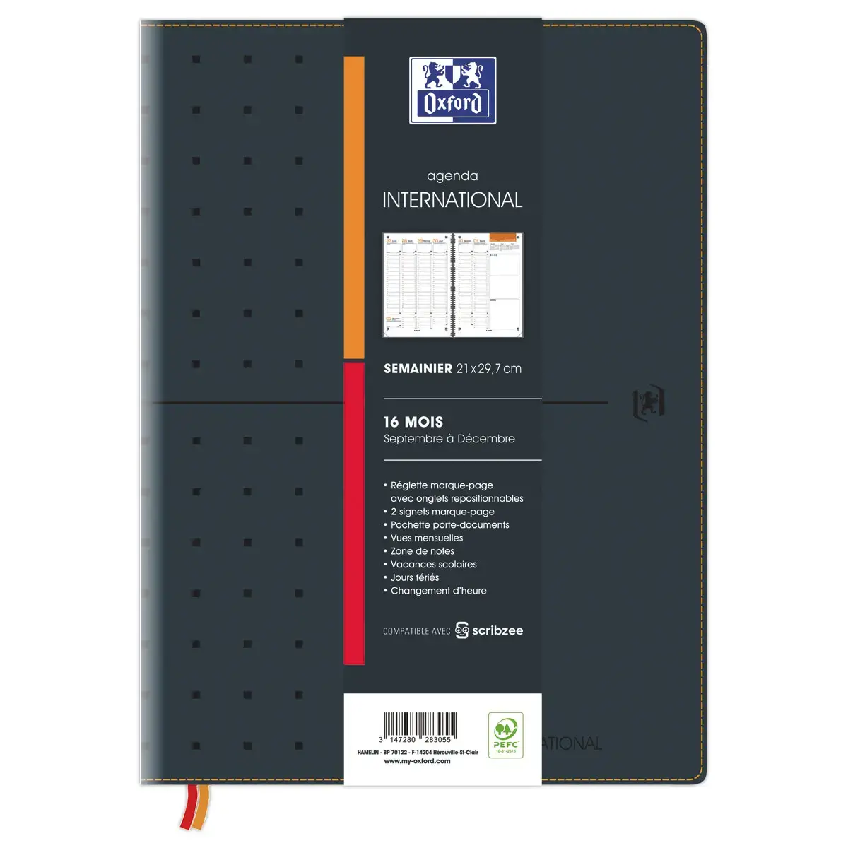 Agenda Oxford International A4 160p 1 sem/2 pages 2025-2026 - Noir photo du produit