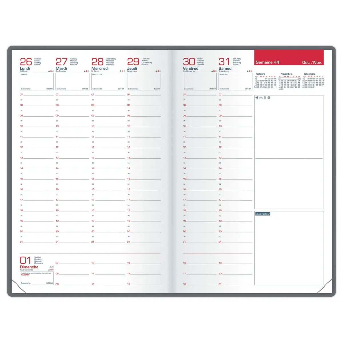 Recharge agenda janvier-d&eacute;cembre semainier Oxford Cousue 21 x 27 cm photo du produit