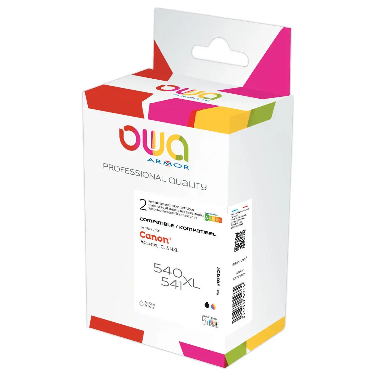 Pack 2 cartouches JE OWA compatibles PG-540XL / CL-541XL assortis photo du produit