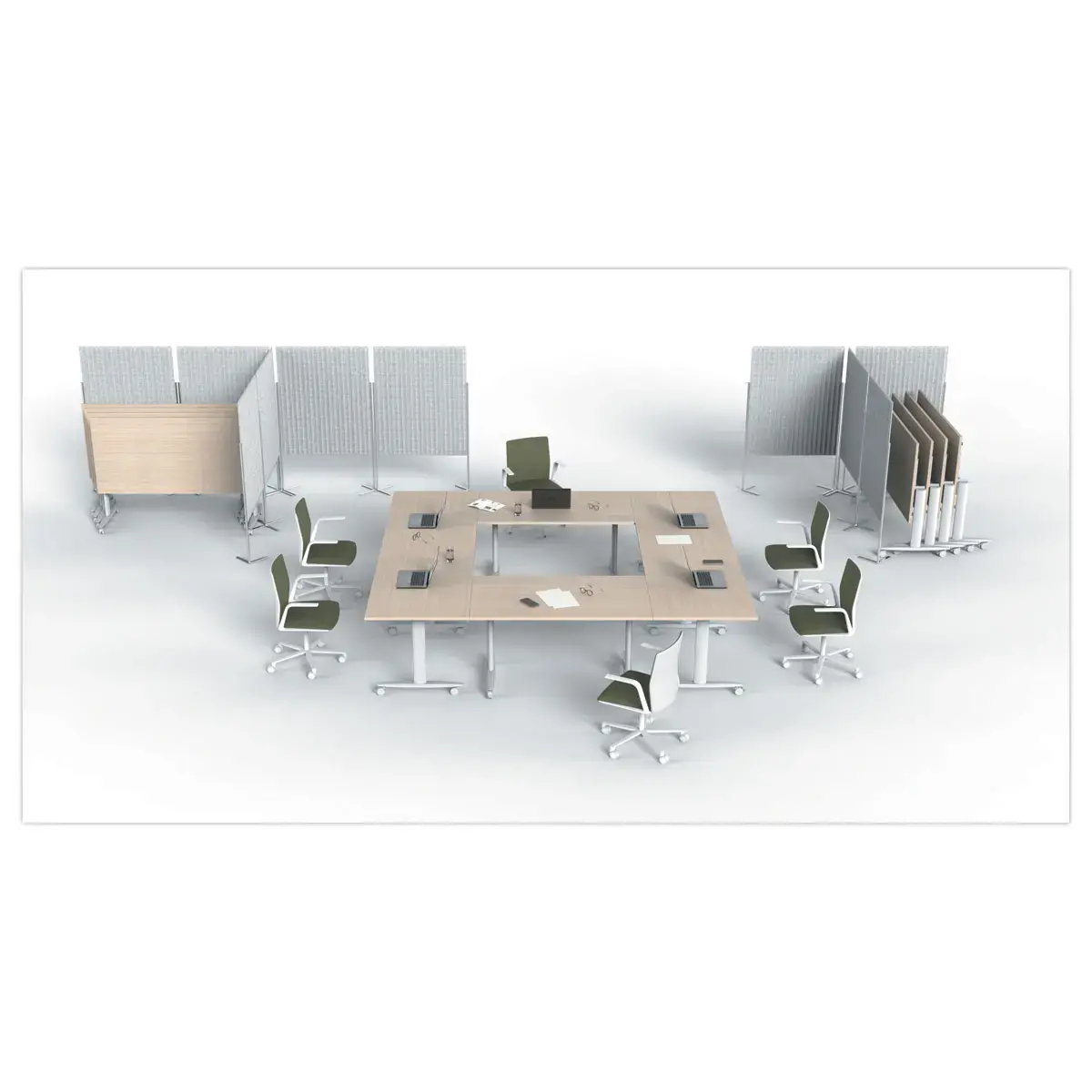 Table basculante sur roulettes 120x80x74,1 cm ch&ecirc;ne blanc photo du produit