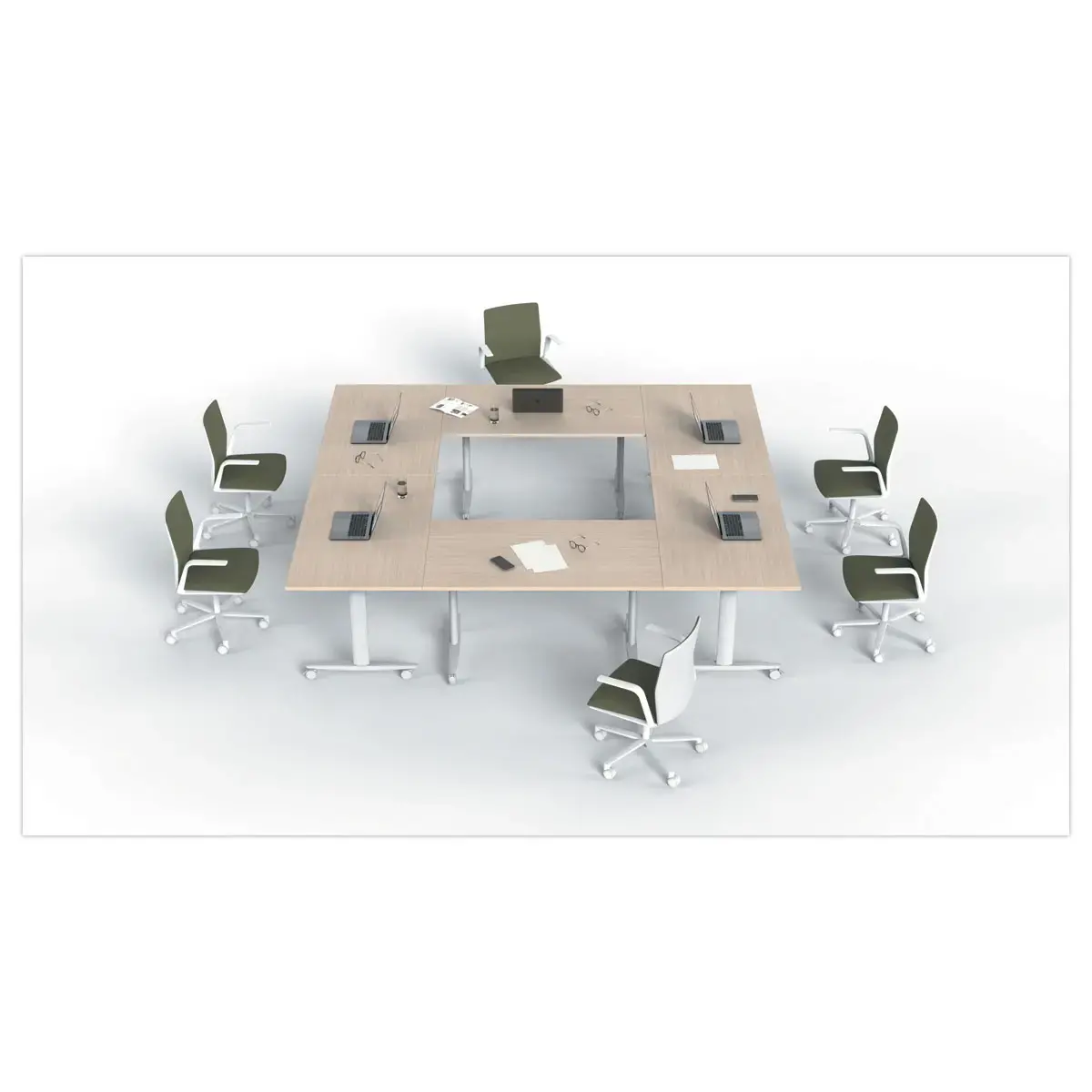 Table basculante sur roulettes 120x80x74,1 cm ch&ecirc;ne blanc photo du produit