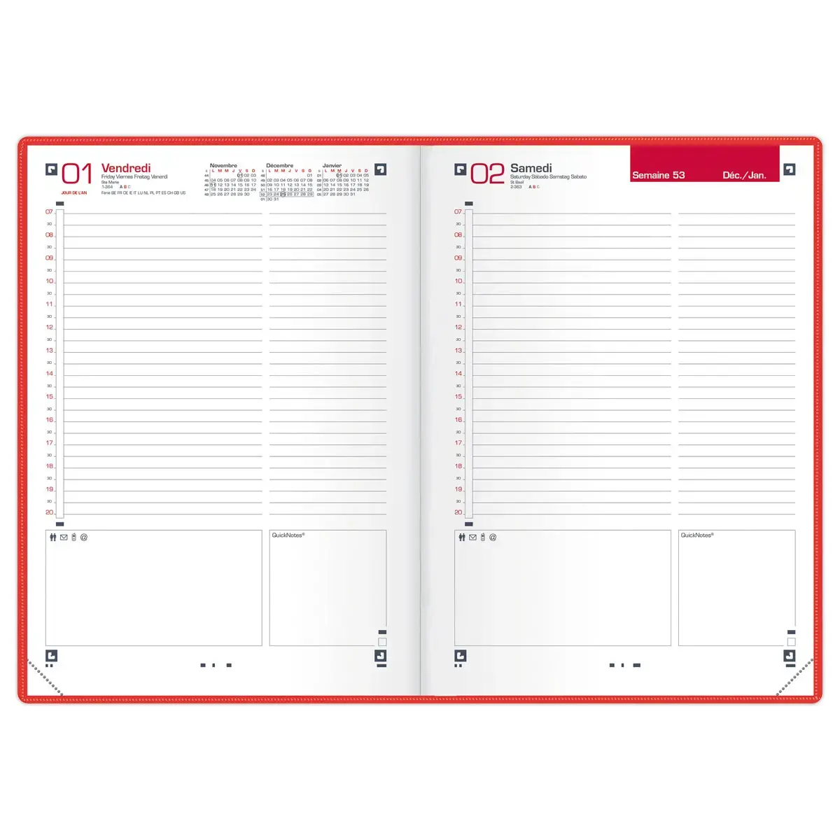 Agenda Oxford Voyage 1 jour/page 15 x 21 - Noir photo du produit