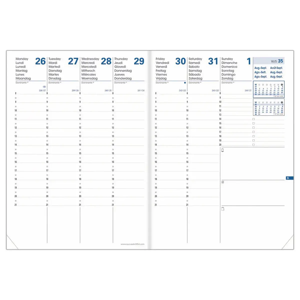 Agenda semainier QuoVadis Everest - 21x27cm - Grenat photo du produit