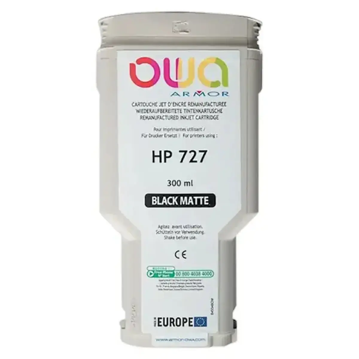 Cartouche B45548OW OWA pour traceurs comp HP 727 300 ml - Noir Mat photo du produit