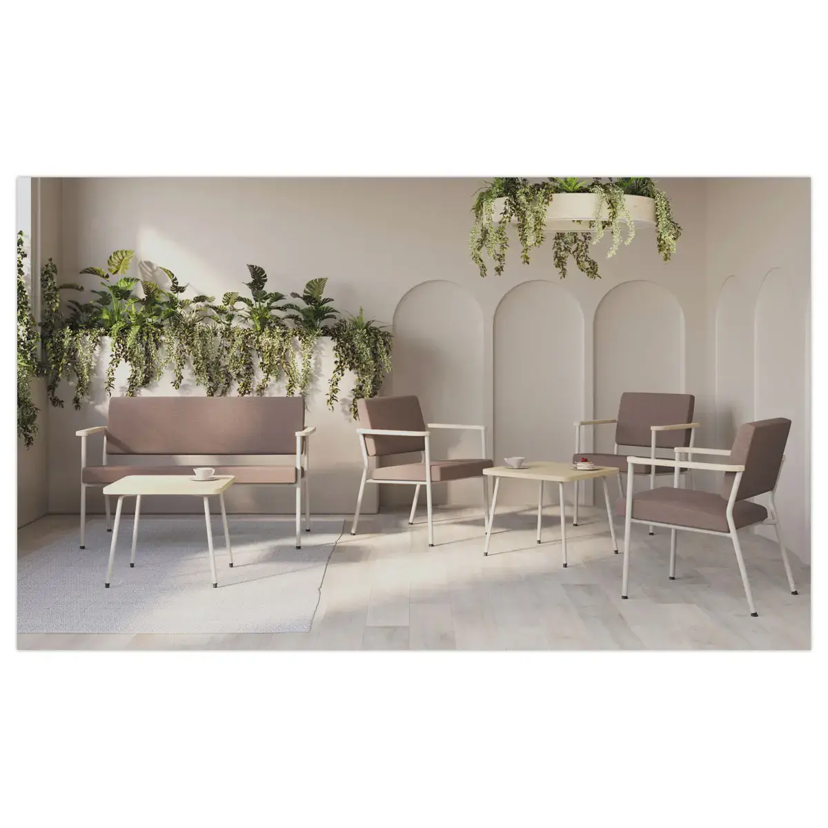 Fauteuil accueil beige photo du produit