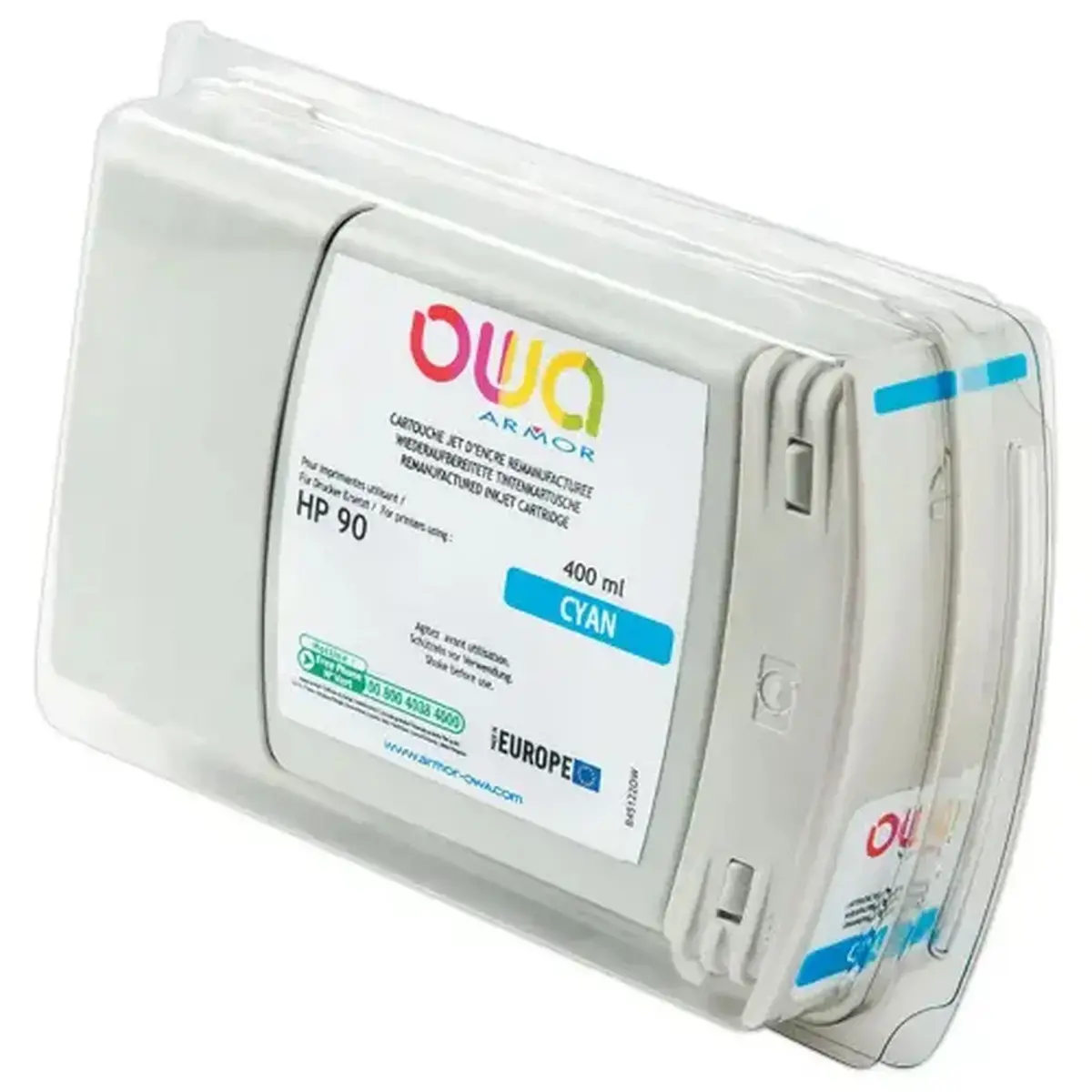 Cartouche B45122OW OWA pour traceurs compatible HP 90 400 ml - Cyan photo du produit