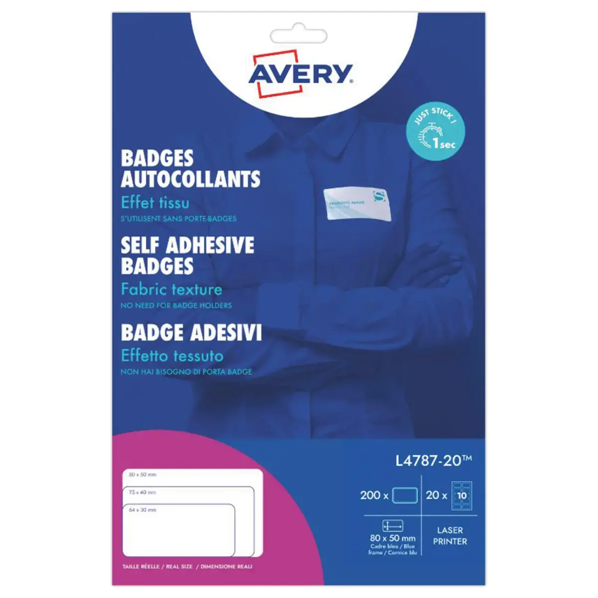 200 Badges adh&eacute;sifs textile imprimables 8 x 5 cm photo du produit