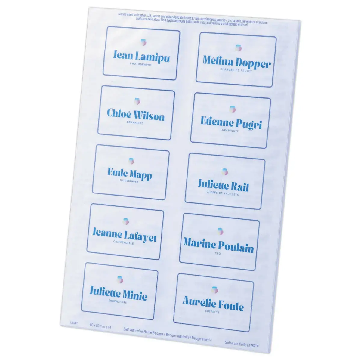 200 Badges adh&eacute;sifs textile imprimables 8 x 5 cm photo du produit