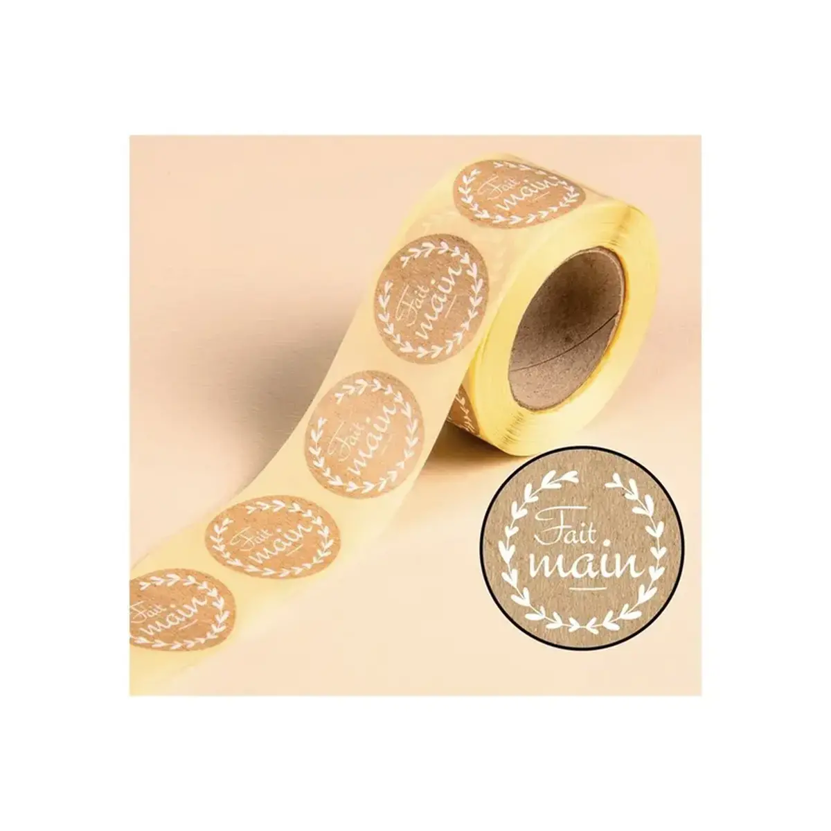 Rouleau de 500 &eacute;tiquettes &Oslash; 35mm FAIT MAIN photo du produit