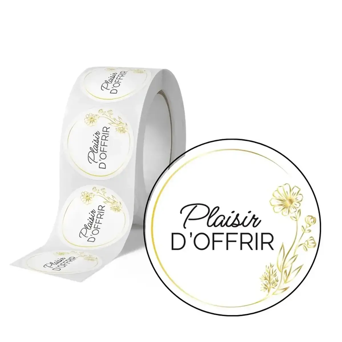 Rouleau de 500 &eacute;tiquettes &Oslash;35mm Plaisir d'offrir rond photo du produit