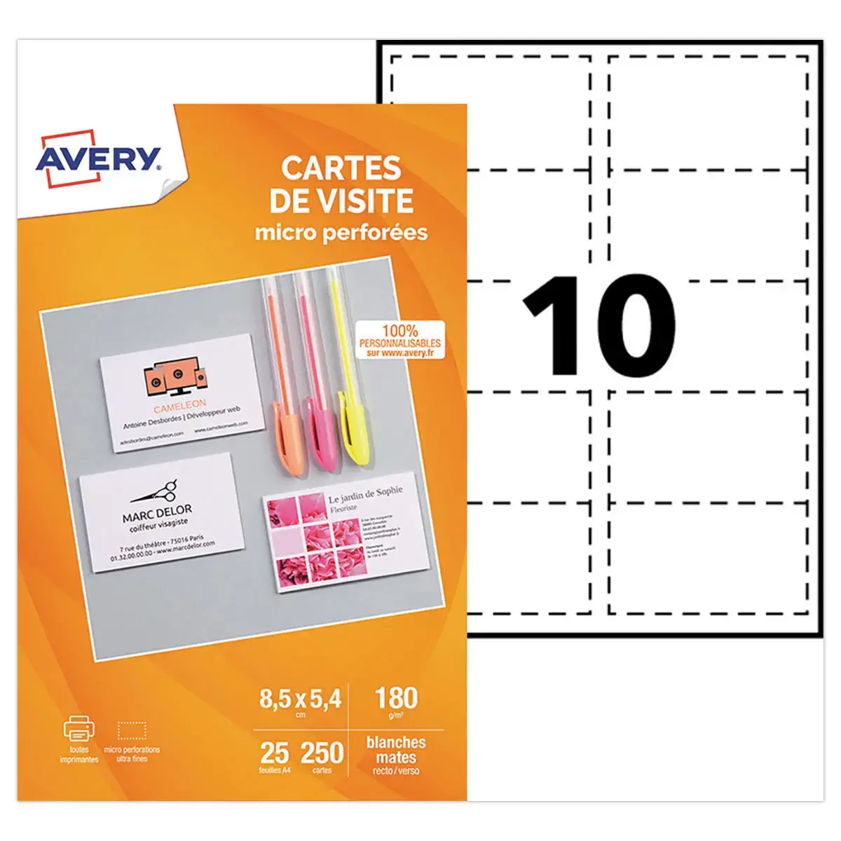 250 Cartes de visite bords micro-perforés photo du produit